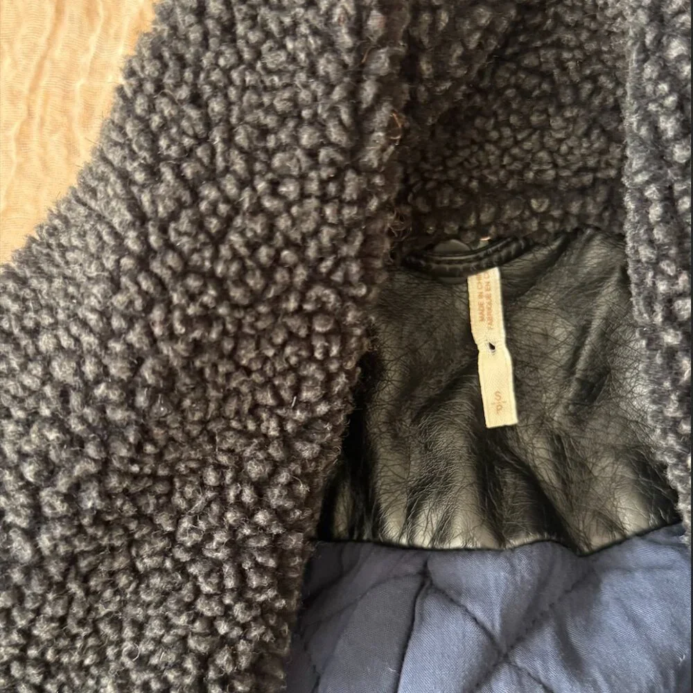 Free People Lined Moto Leather Jacket with Detachable Sherpa Collar - Picture 3 of 10